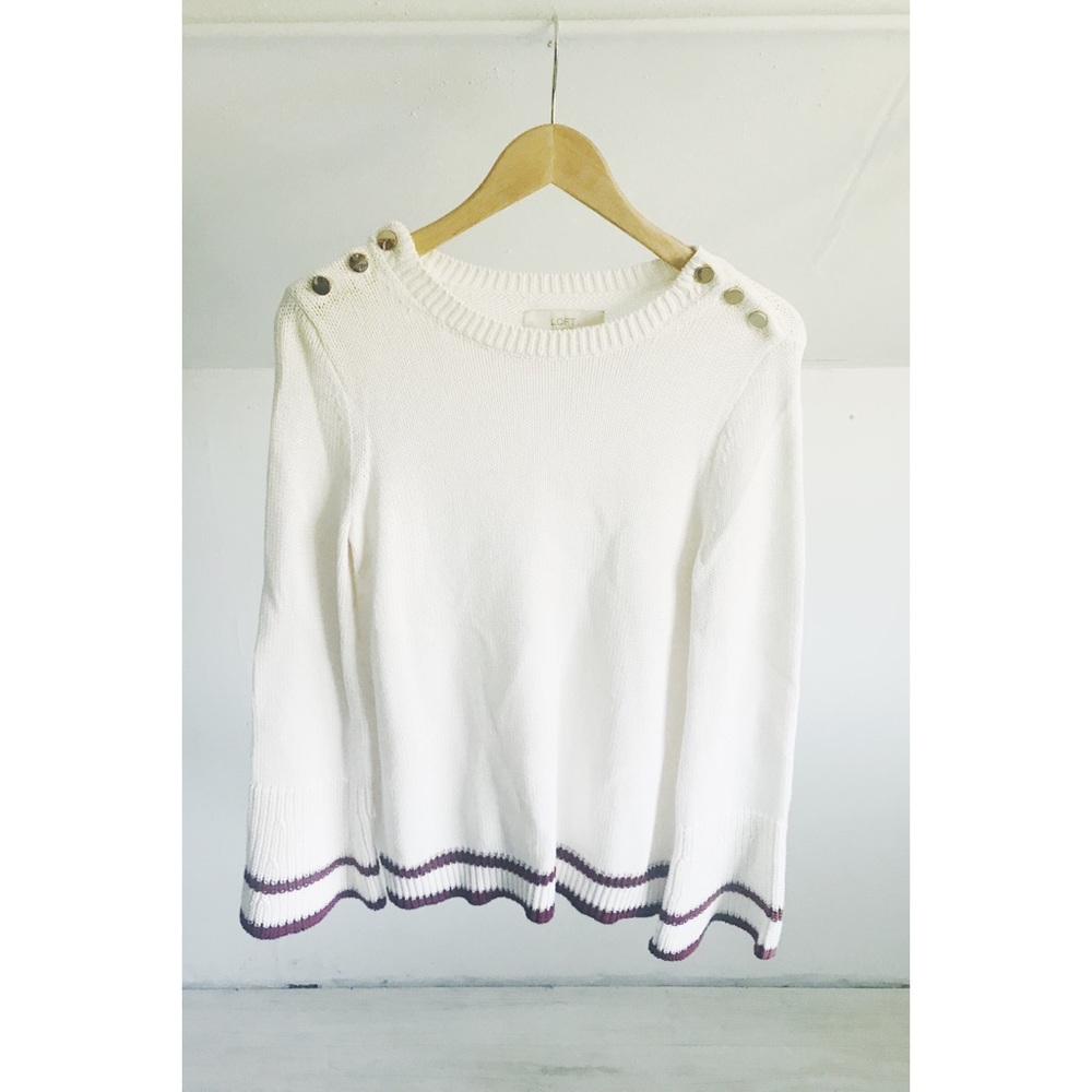 LOFT Woven Bell Sleeve Sweater
